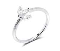 Beautiful Leaf CZ Silver Ring NSR-545